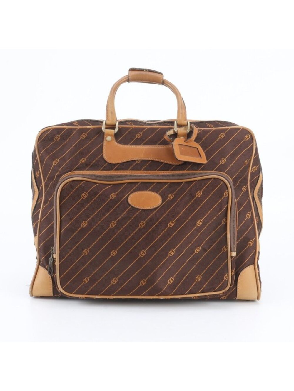 Gucci GG Shooting Star Leather Boston Bag Tote Carry Brown